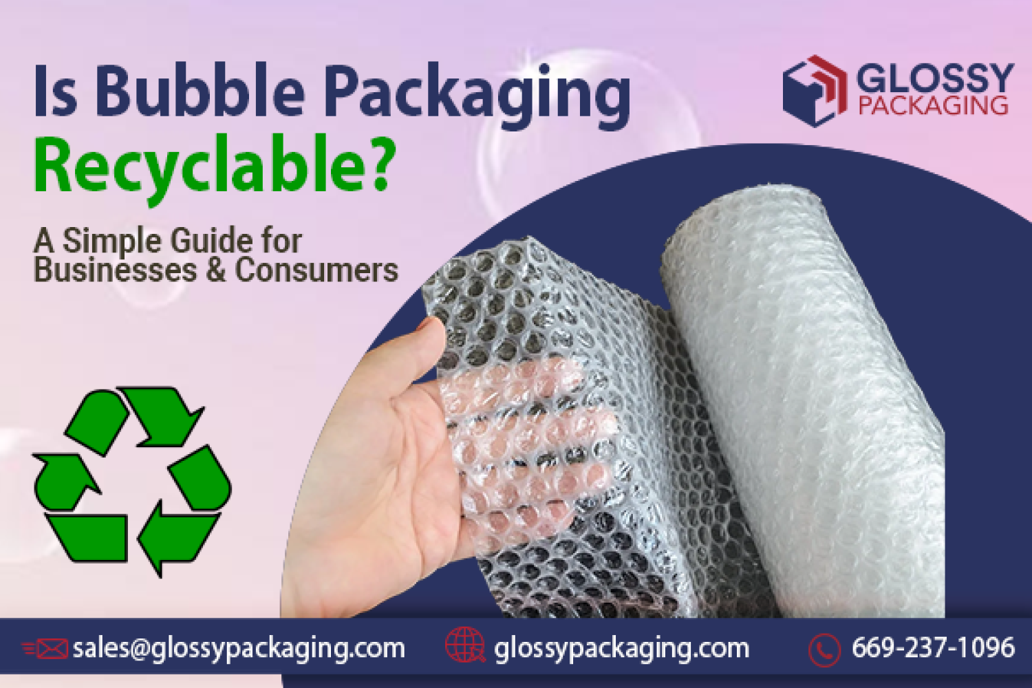 Visual representation of bubble packaging with the text Is bubble packaging recyclable highlighting recycling concerns.